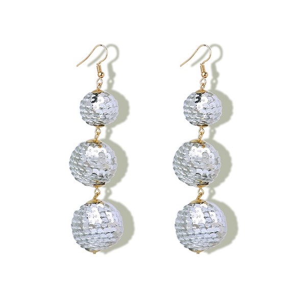 Christmas Earrings Jewelry - Sequin Wrapped Drop Ball Earrings
